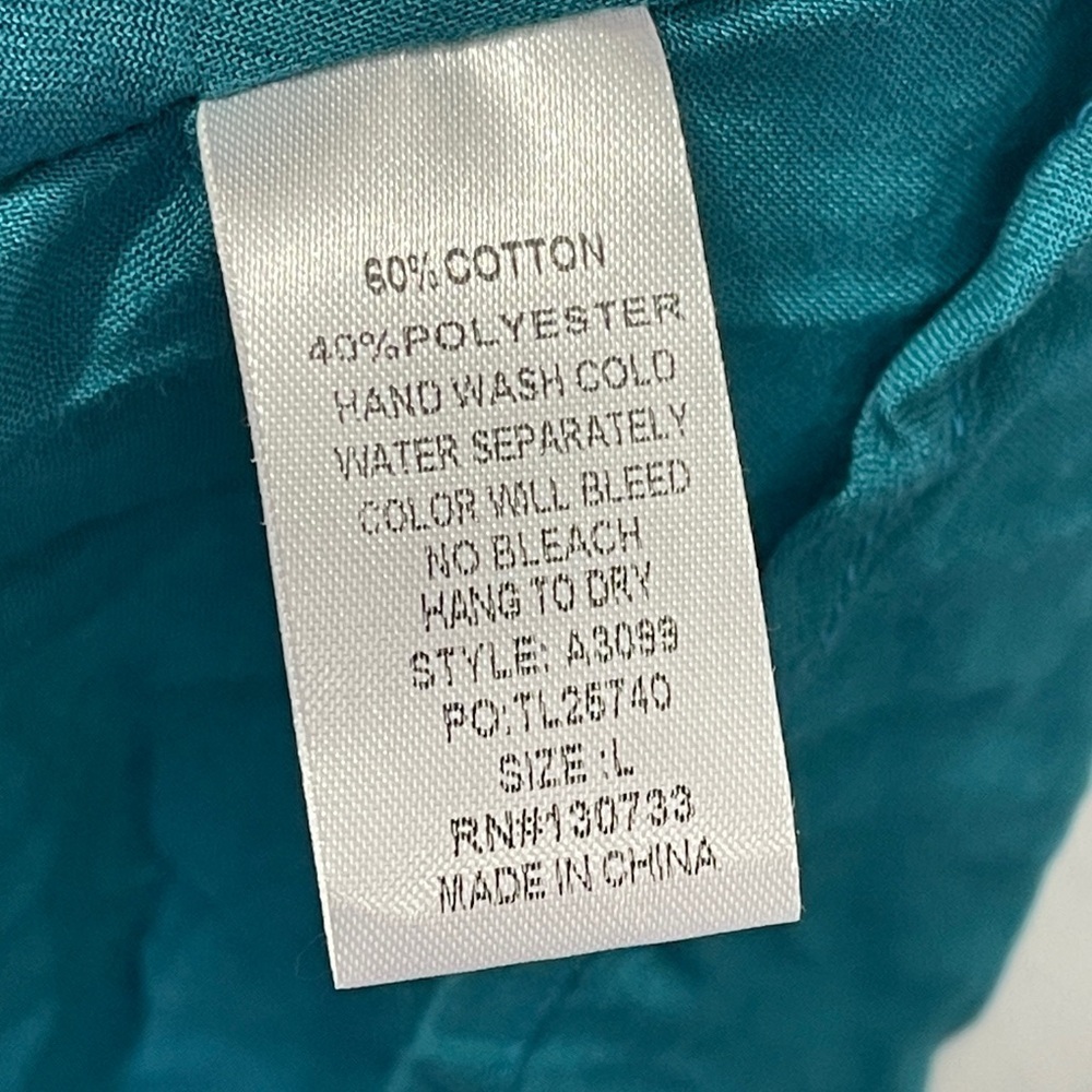Umgee Teal Sleeveless Boho Tunic Macrame Detail Soze Large - Picture 7 of 8